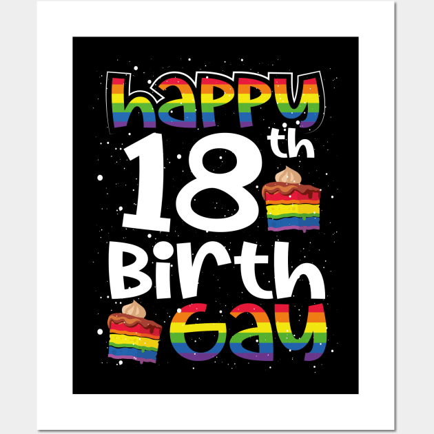 Gay Lesbian Pride Rainbow Flag LGBTQ 18TH Birthday Birthgay Wall Art by BonnaVida